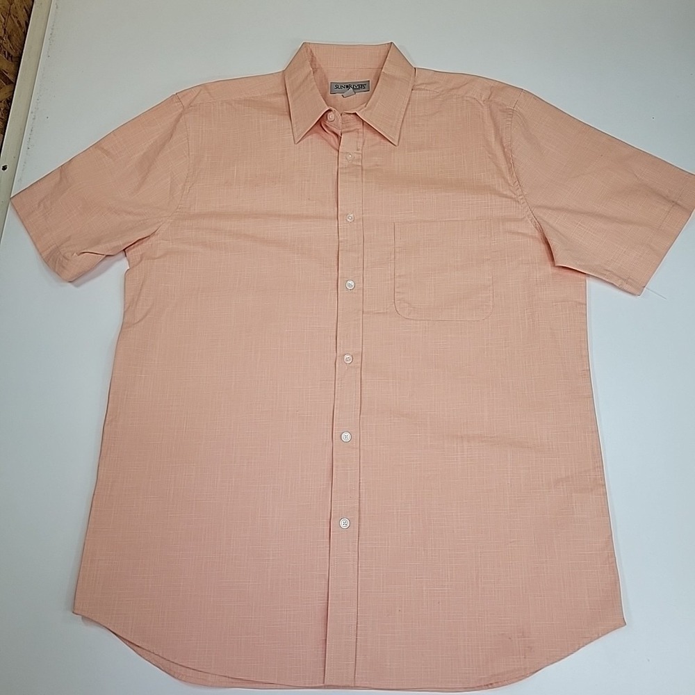 Sun River Clothing Mens Short Sleeve Button Up Comfort Plaid Shirt Size L Preppy